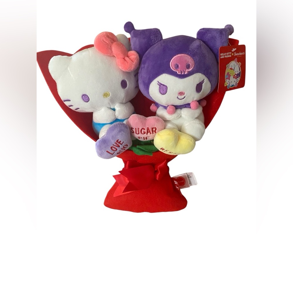 Hello Kitty & Kuromi Plush Duo Bouquet - White, Purple, Pink, Red